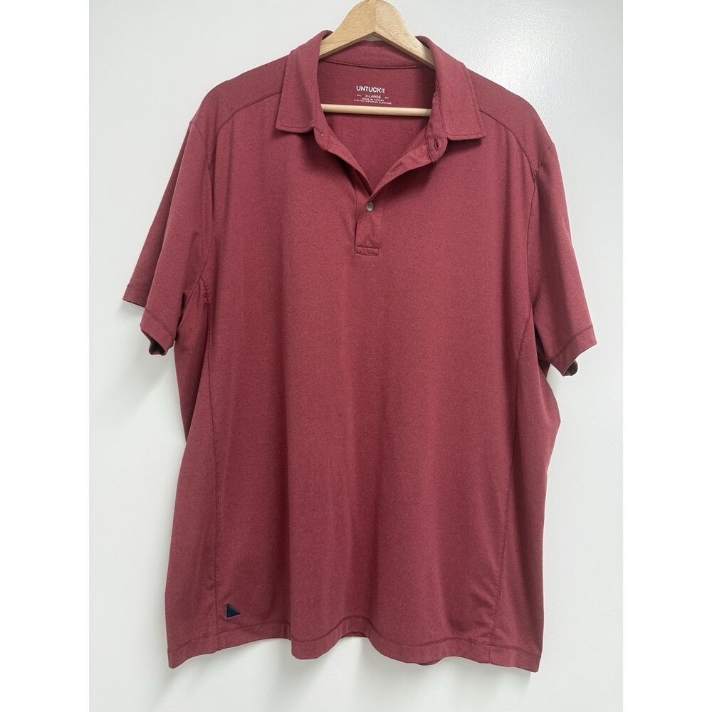 UNTUCKit Polo Shirt Mens XL Clavidor Brick Red Performance Casual Work Golf